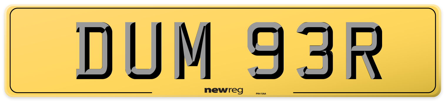 DUM 93R Rear Number Plate