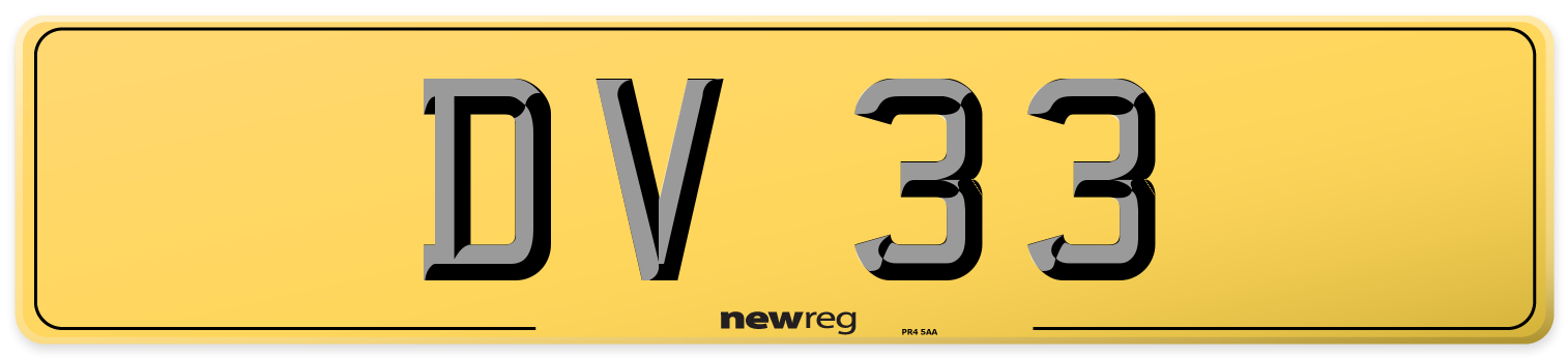 DV 33 Rear Number Plate