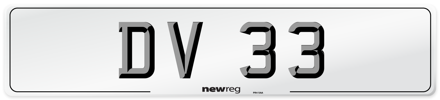 DV 33 Front Number Plate