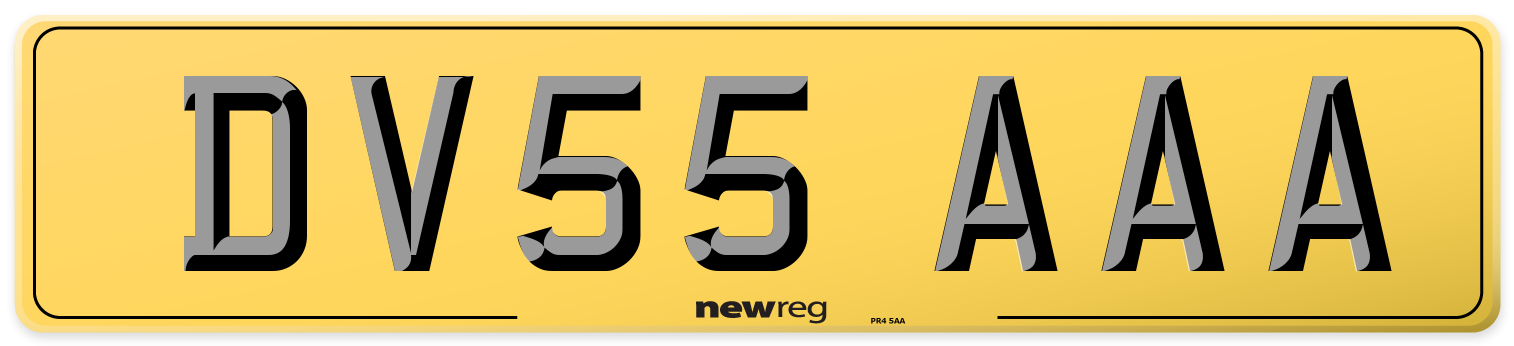 DV55 AAA Rear Number Plate