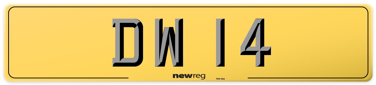 DW 14 Rear Number Plate