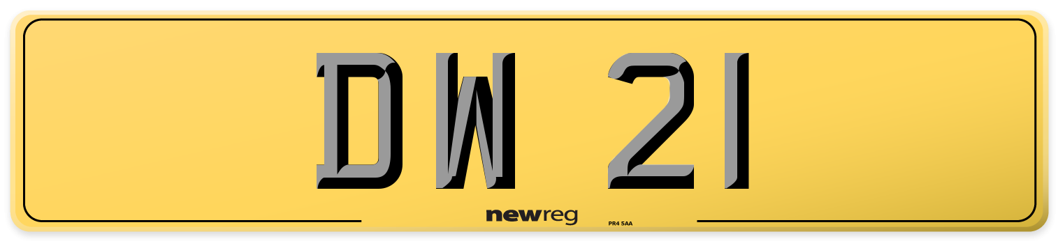 DW 21 Rear Number Plate