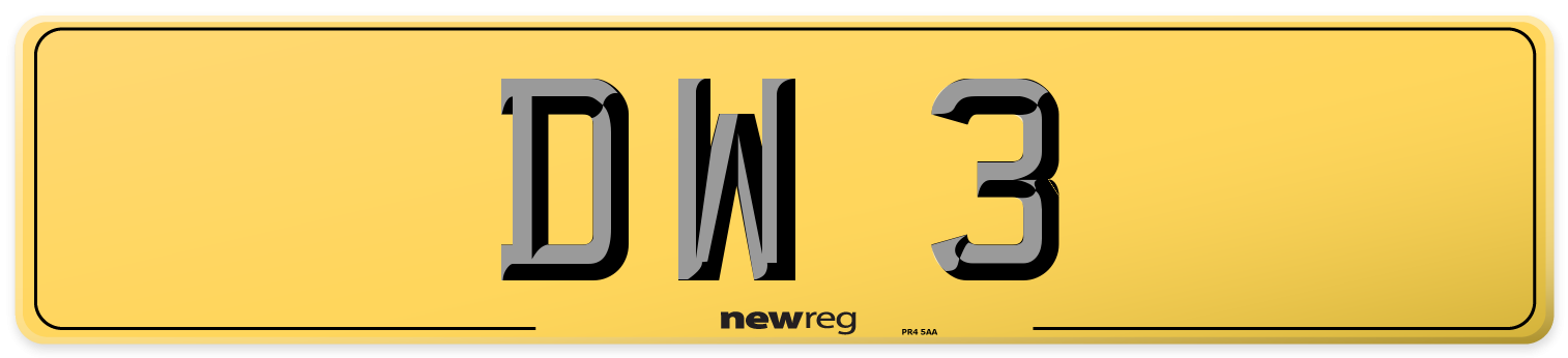 DW 3 Rear Number Plate