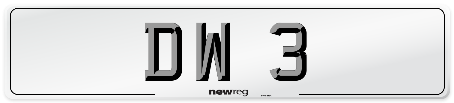 DW 3 Front Number Plate