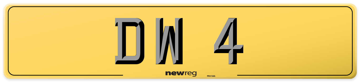 DW 4 Rear Number Plate