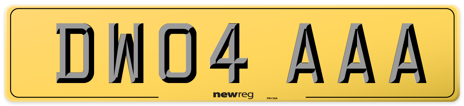 DW04 AAA Rear Number Plate