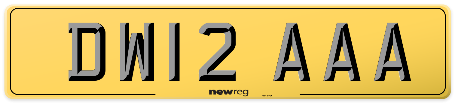 DW12 AAA Rear Number Plate