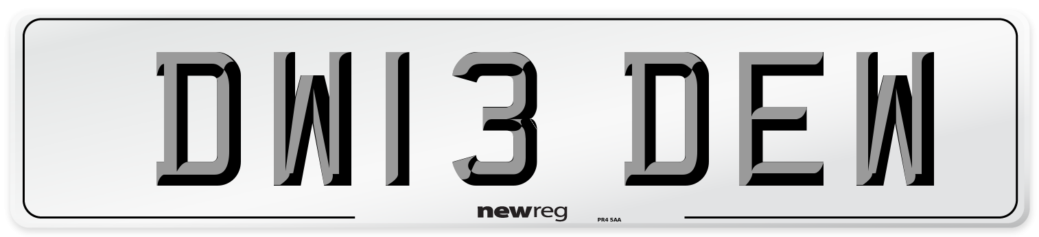 DW13 DEW Front Number Plate