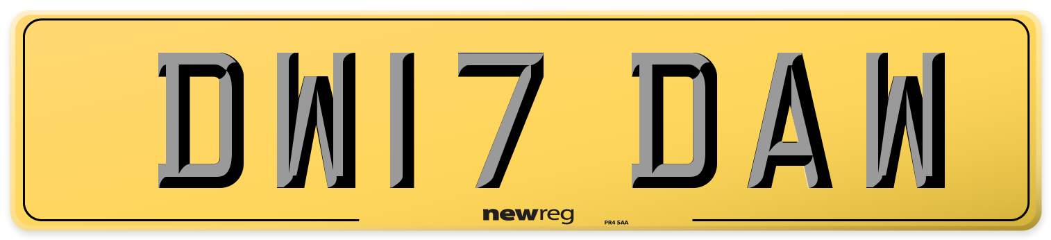 DW17 DAW Rear Number Plate
