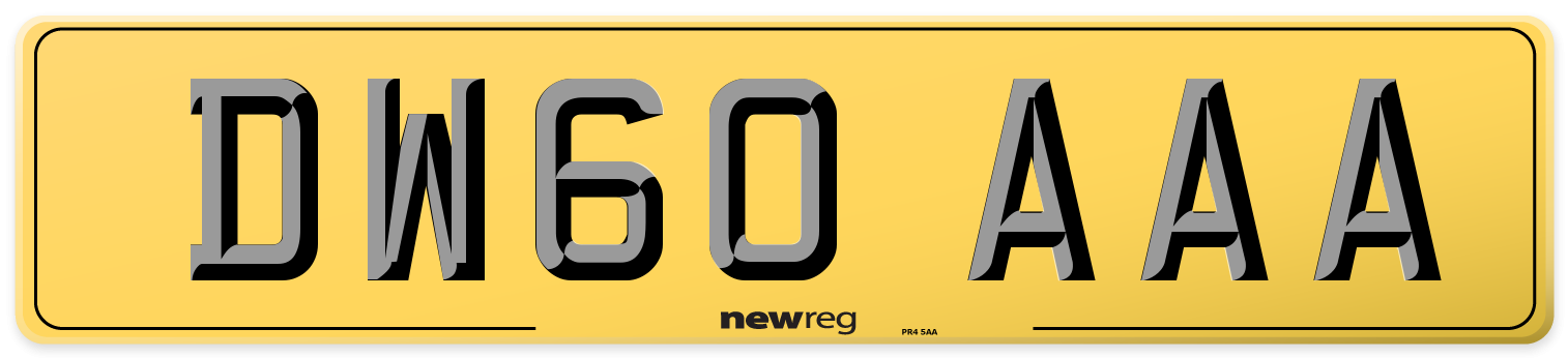 DW60 AAA Rear Number Plate