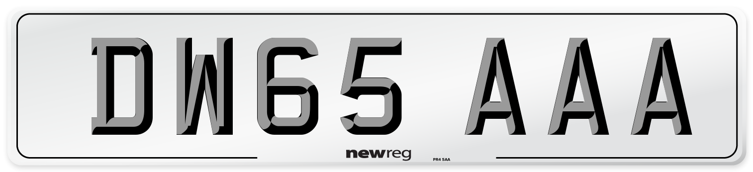 DW65 AAA Front Number Plate