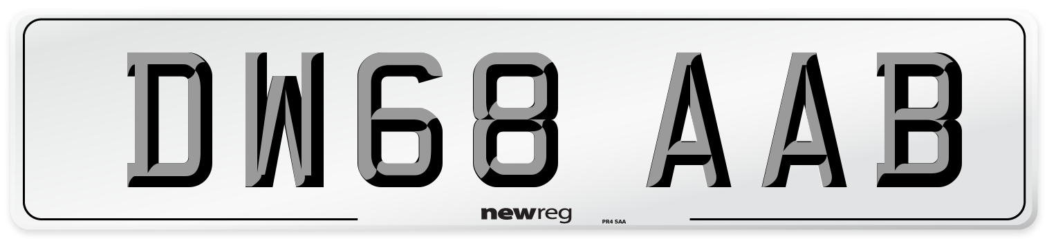 DW68 AAB Front Number Plate