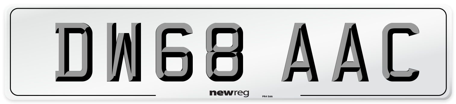 DW68 AAC Front Number Plate
