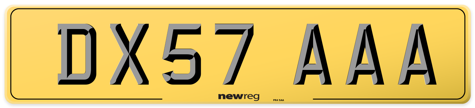 DX57 AAA Rear Number Plate