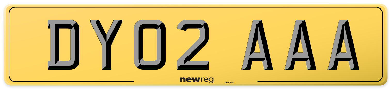 DY02 AAA Rear Number Plate