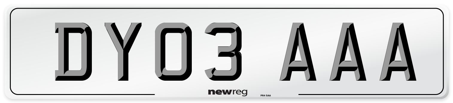 DY03 AAA Front Number Plate