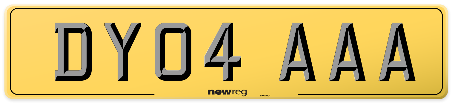 DY04 AAA Rear Number Plate