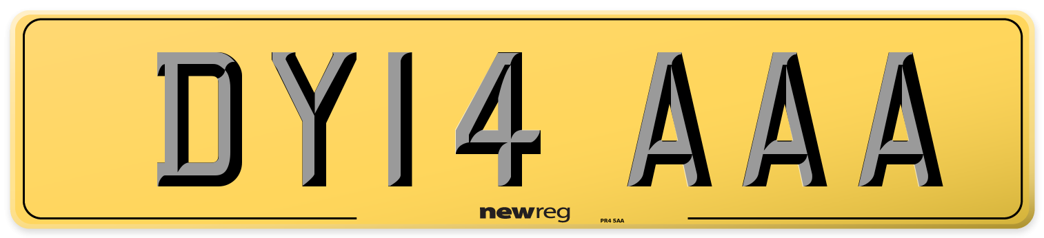 DY14 AAA Rear Number Plate