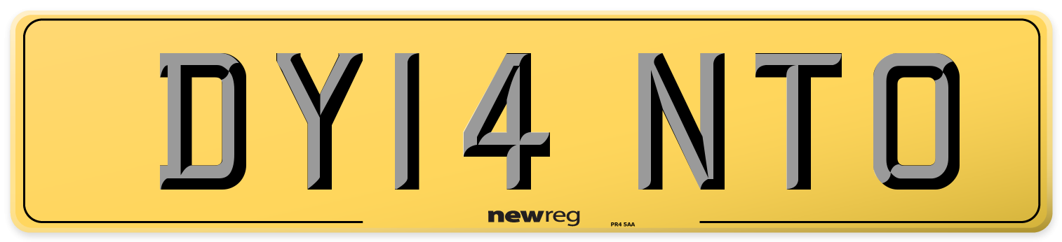 DY14 NTO Rear Number Plate