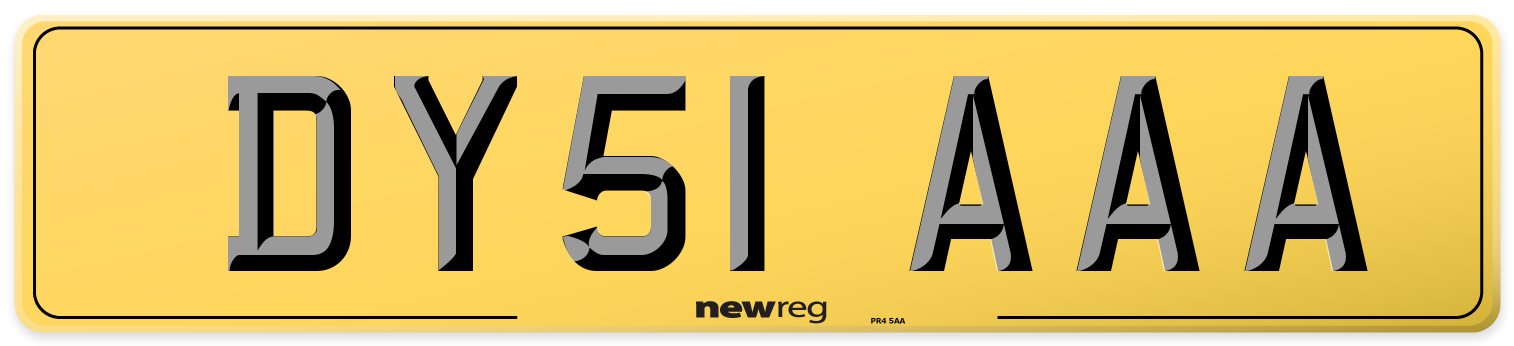 DY51 AAA Rear Number Plate
