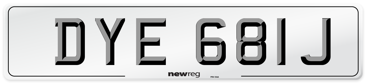 DYE 681J Front Number Plate