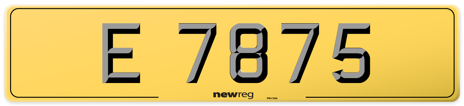 E 7875 Rear Number Plate