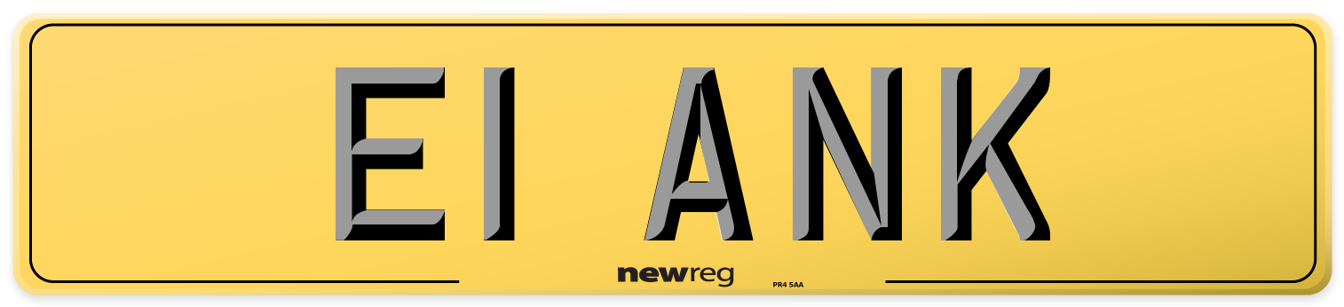 E1 ANK Rear Number Plate