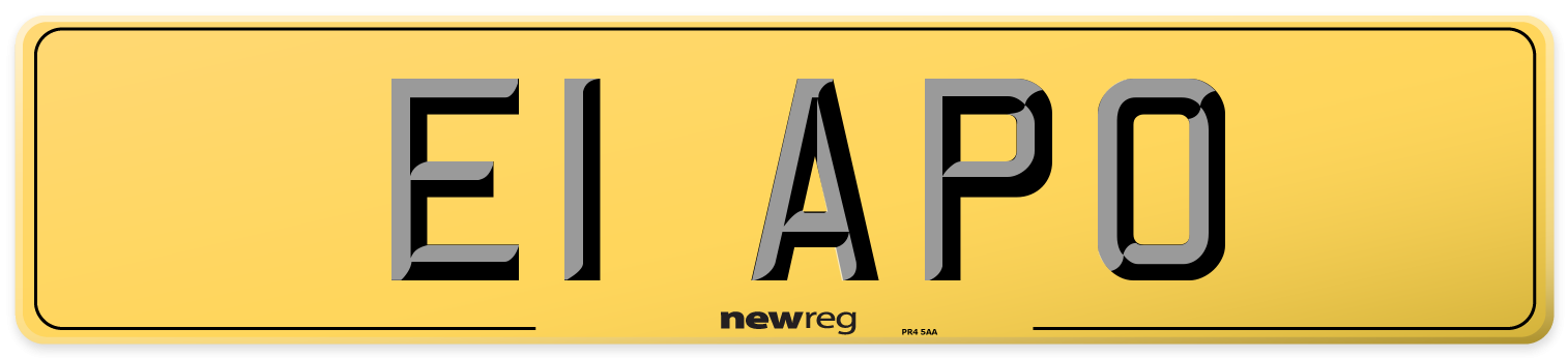 E1 APO Rear Number Plate