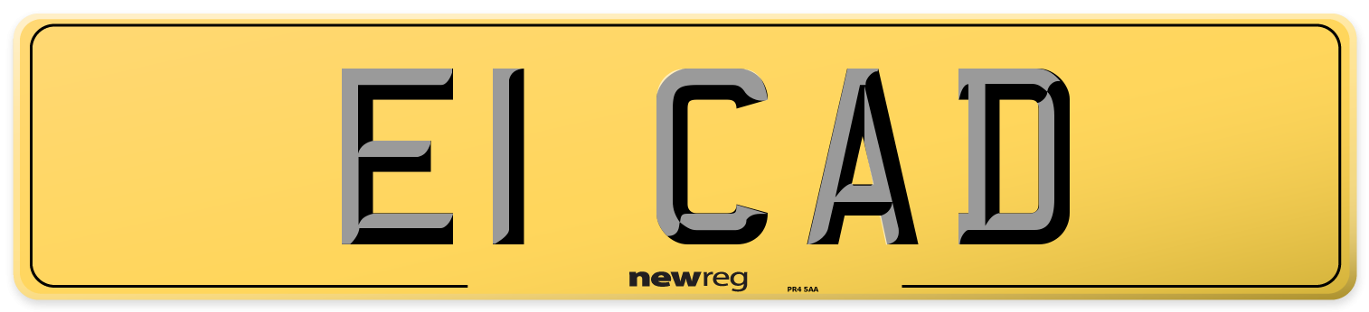 E1 CAD Rear Number Plate