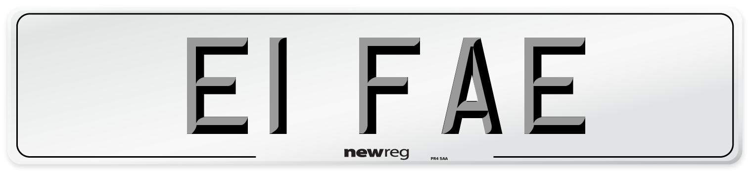 E1 FAE Front Number Plate