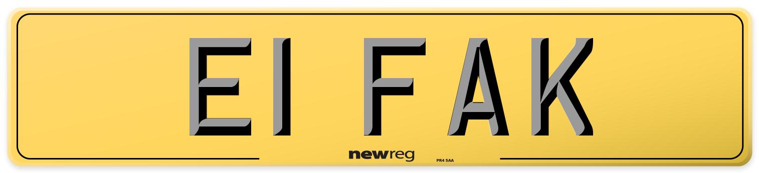 E1 FAK Rear Number Plate