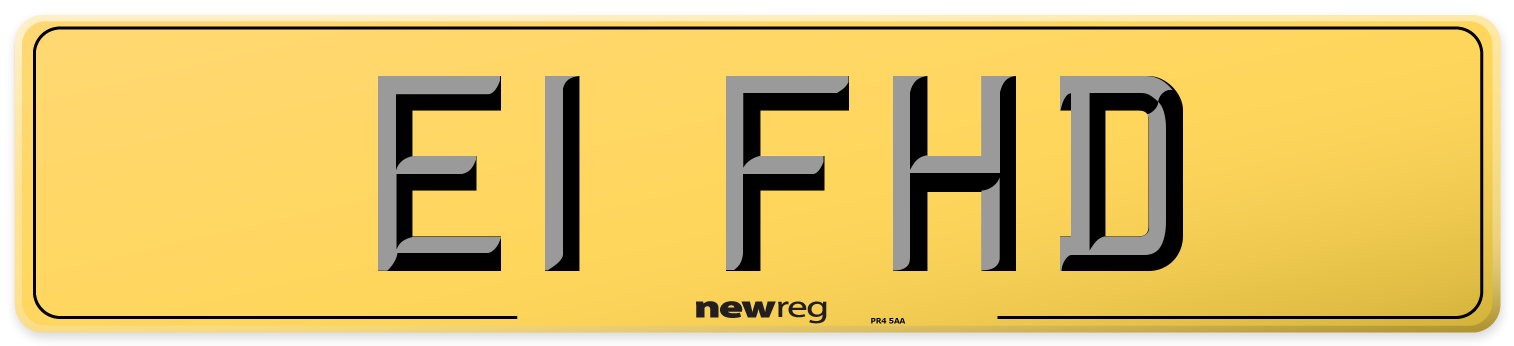 E1 FHD Rear Number Plate