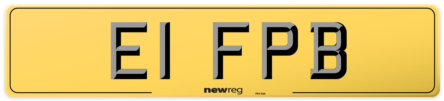 E1 FPB Rear Number Plate