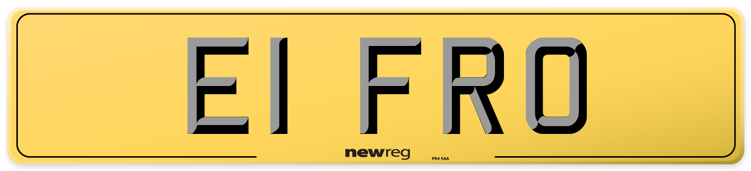 E1 FRO Rear Number Plate