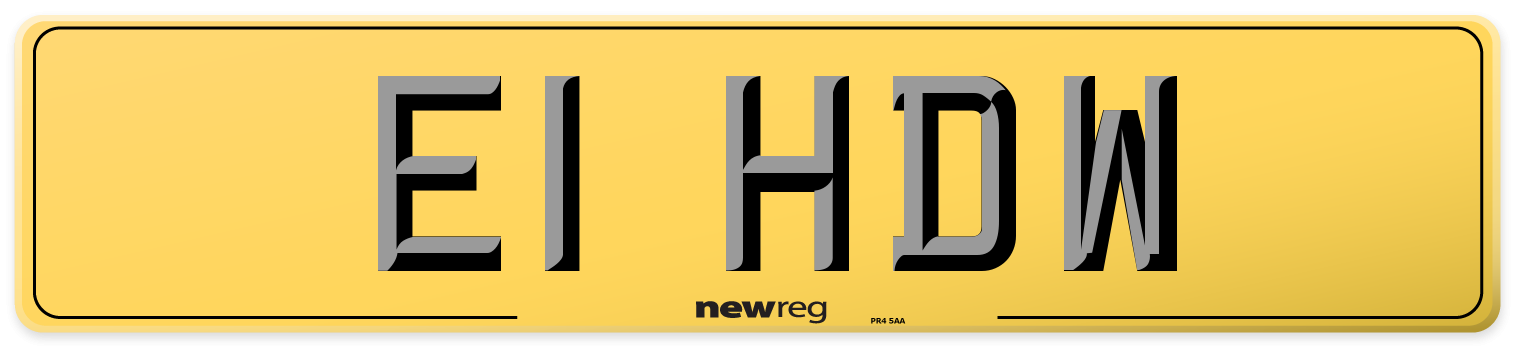 E1 HDW Rear Number Plate