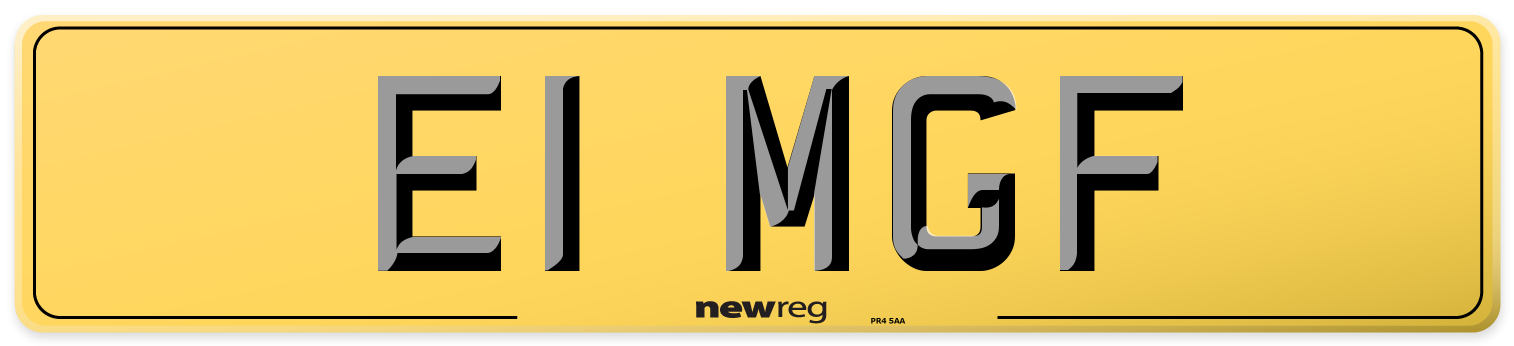 E1 MGF Rear Number Plate