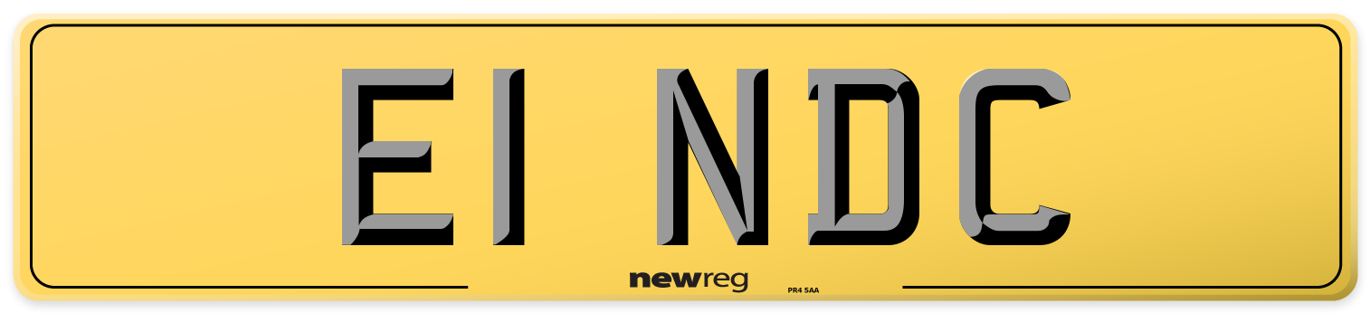 E1 NDC Rear Number Plate
