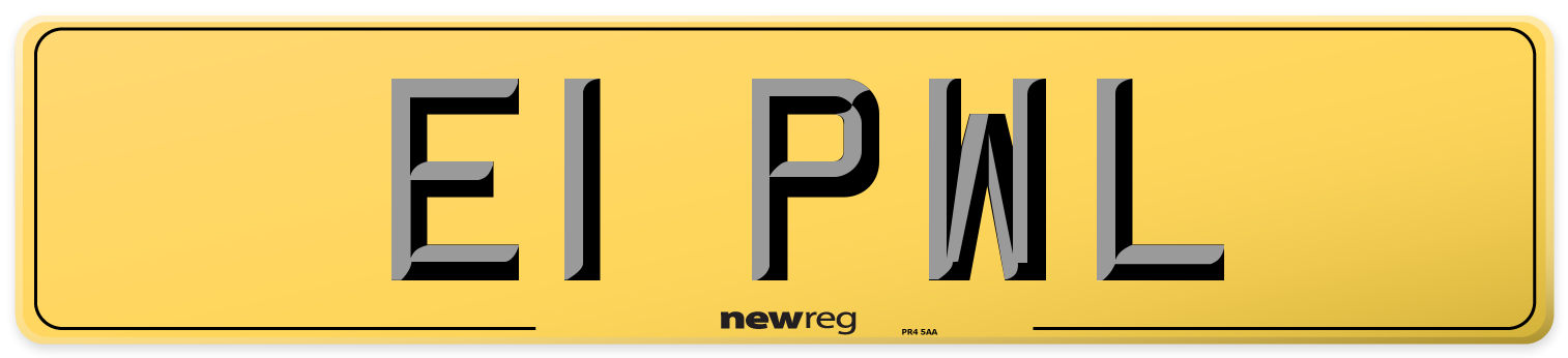 E1 PWL Rear Number Plate