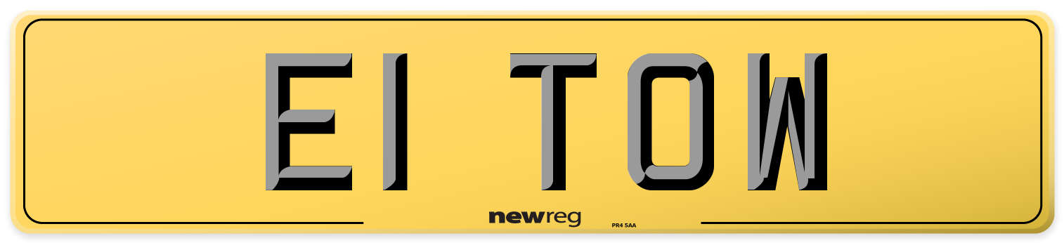 E1 TOW Rear Number Plate