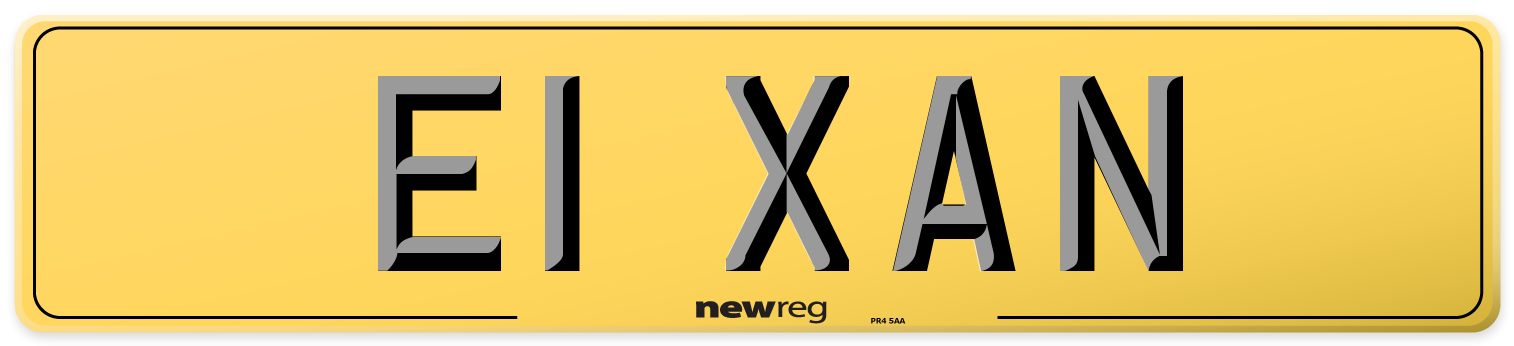 E1 XAN Rear Number Plate