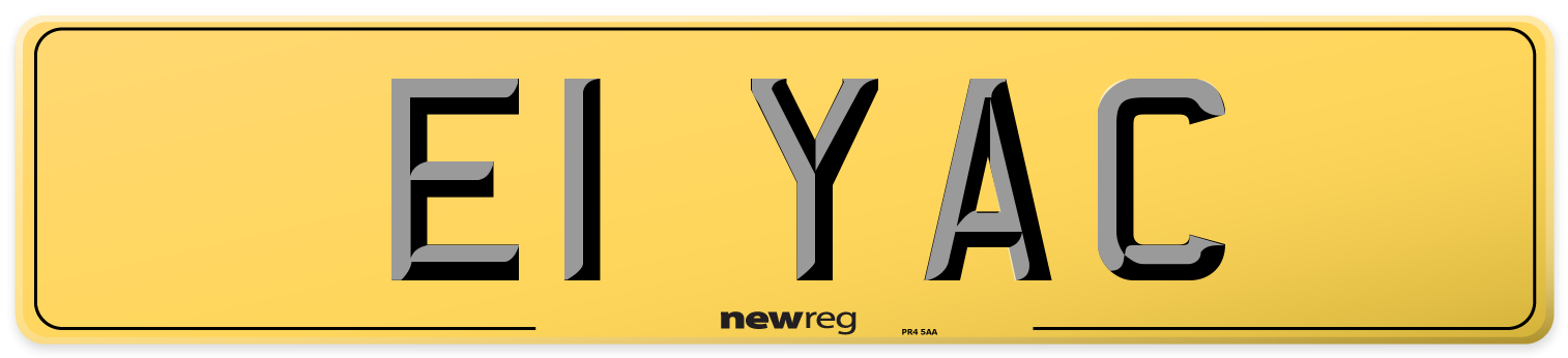 E1 YAC Rear Number Plate