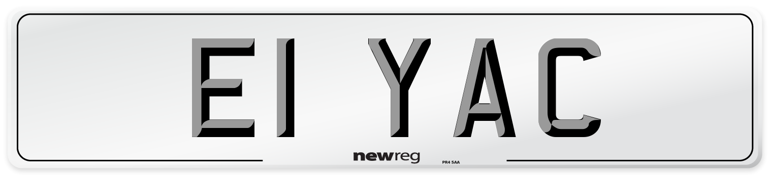 E1 YAC Front Number Plate