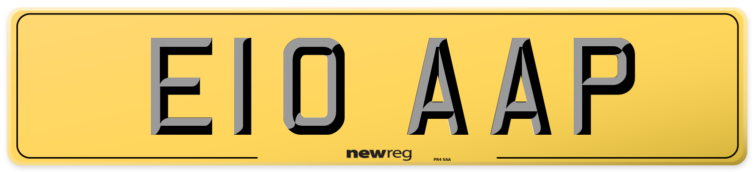 E10 AAP Rear Number Plate