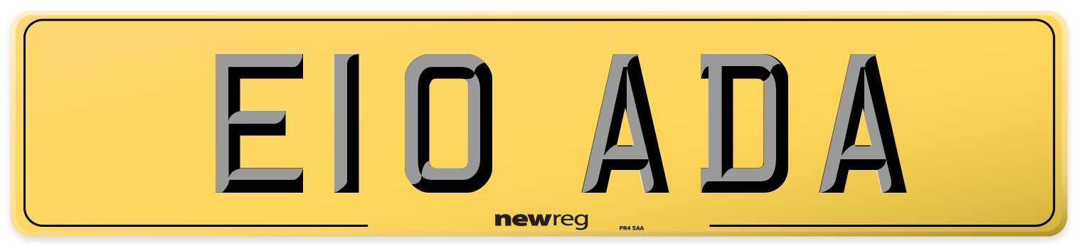 E10 ADA Rear Number Plate