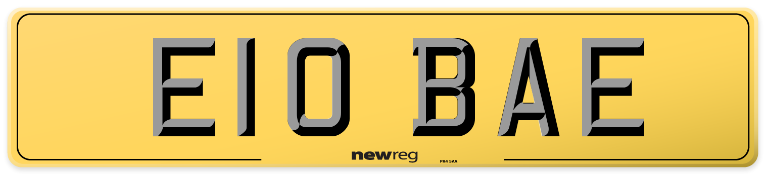 E10 BAE Rear Number Plate