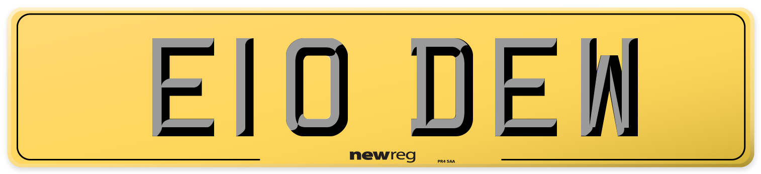 E10 DEW Rear Number Plate