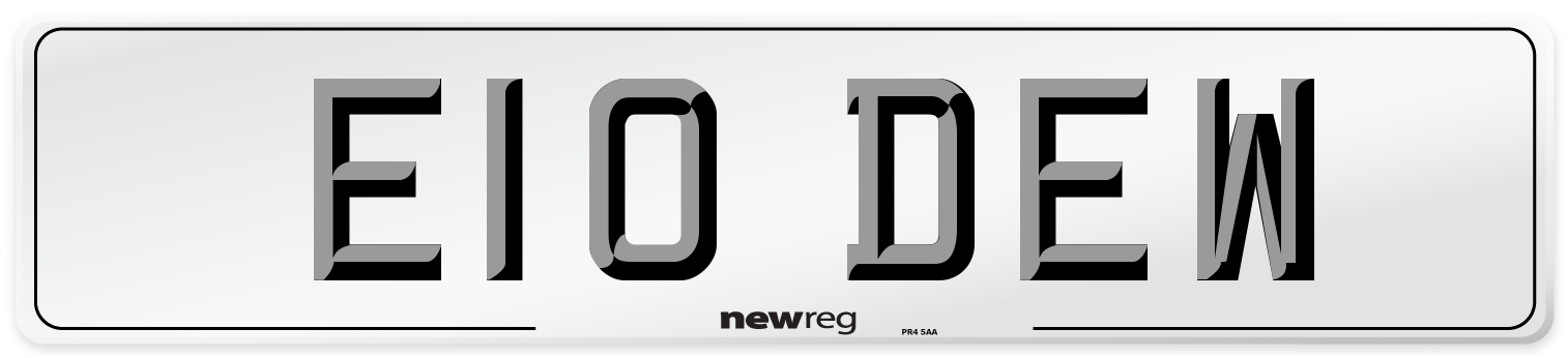 E10 DEW Front Number Plate