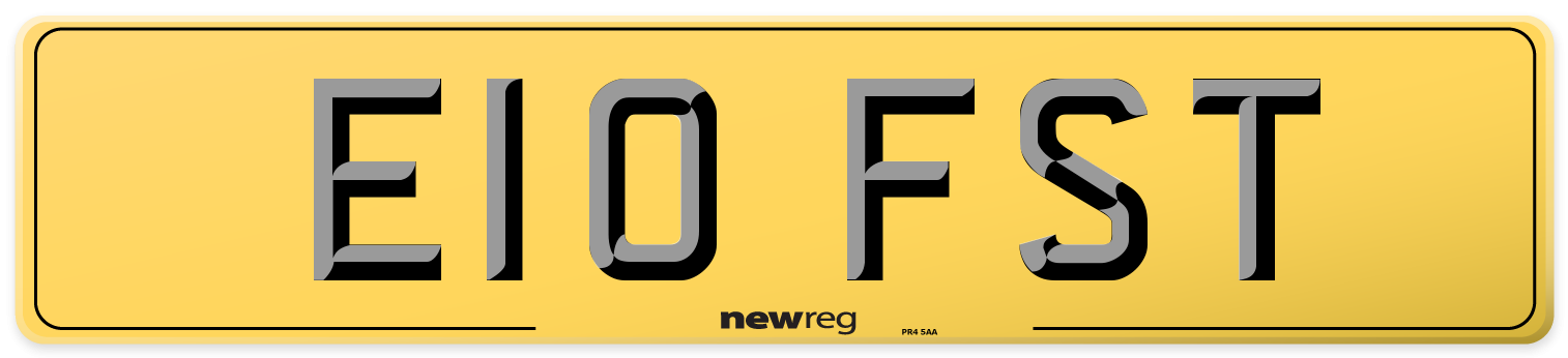 E10 FST Rear Number Plate