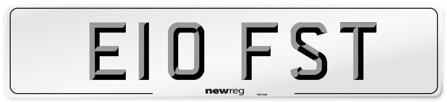 E10 FST Front Number Plate
