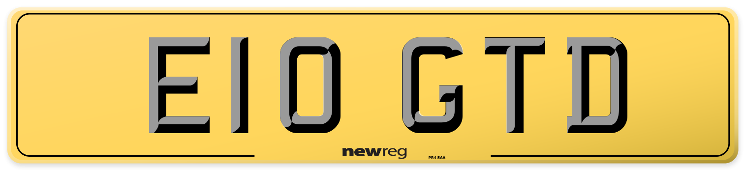 E10 GTD Rear Number Plate